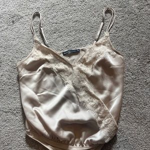Cream silk camisole lace bodysuit